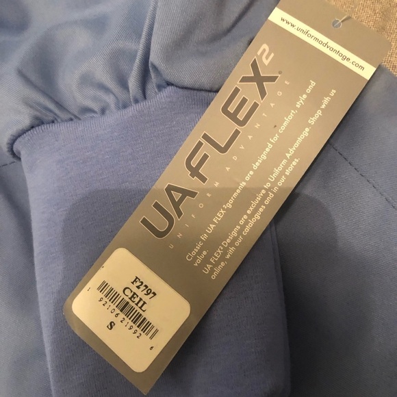 UA FLEX2 WOMEN'S 3-POCKET LONG SLEEVE STRETCH SCRUB JACKET Ceil Blue Size Small - Picture 7 of 7